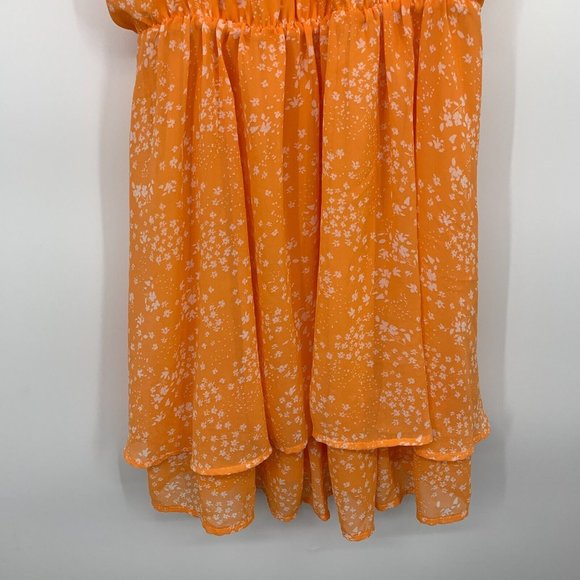 Sienna Sky Dress Orange White Floral Print Halter Neck Sleeveless - Picture 6 of 12